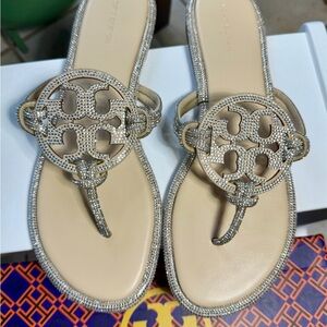 Tory Burch Miller Pave Crystal Sandals Size 8